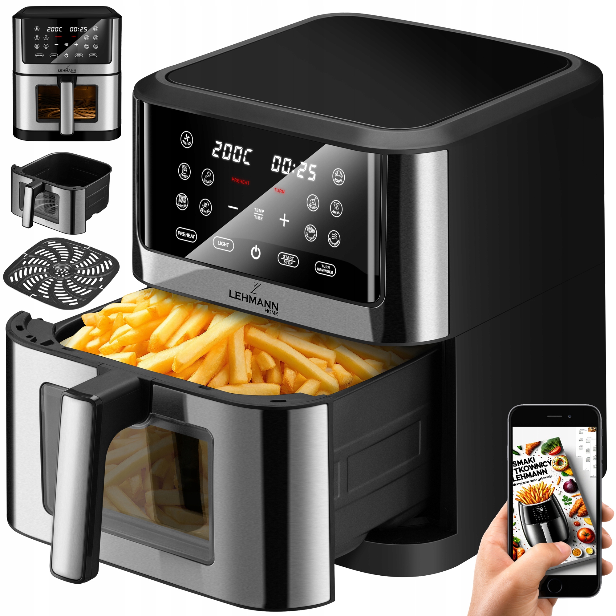 Beztuková fritéza Lehmann LHODF-1880B 1800 W 8 l